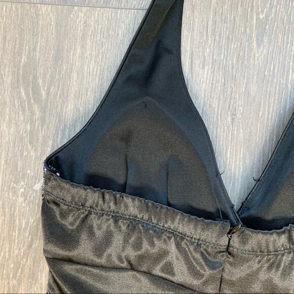 Women’s City Studio Halter Satin Lace Mini Dress Vintage Y2K 2000s Black - Picture 10 of 15